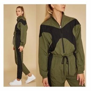 Mike Olive Green & Black Jumpsuit Long Sleeve Size L